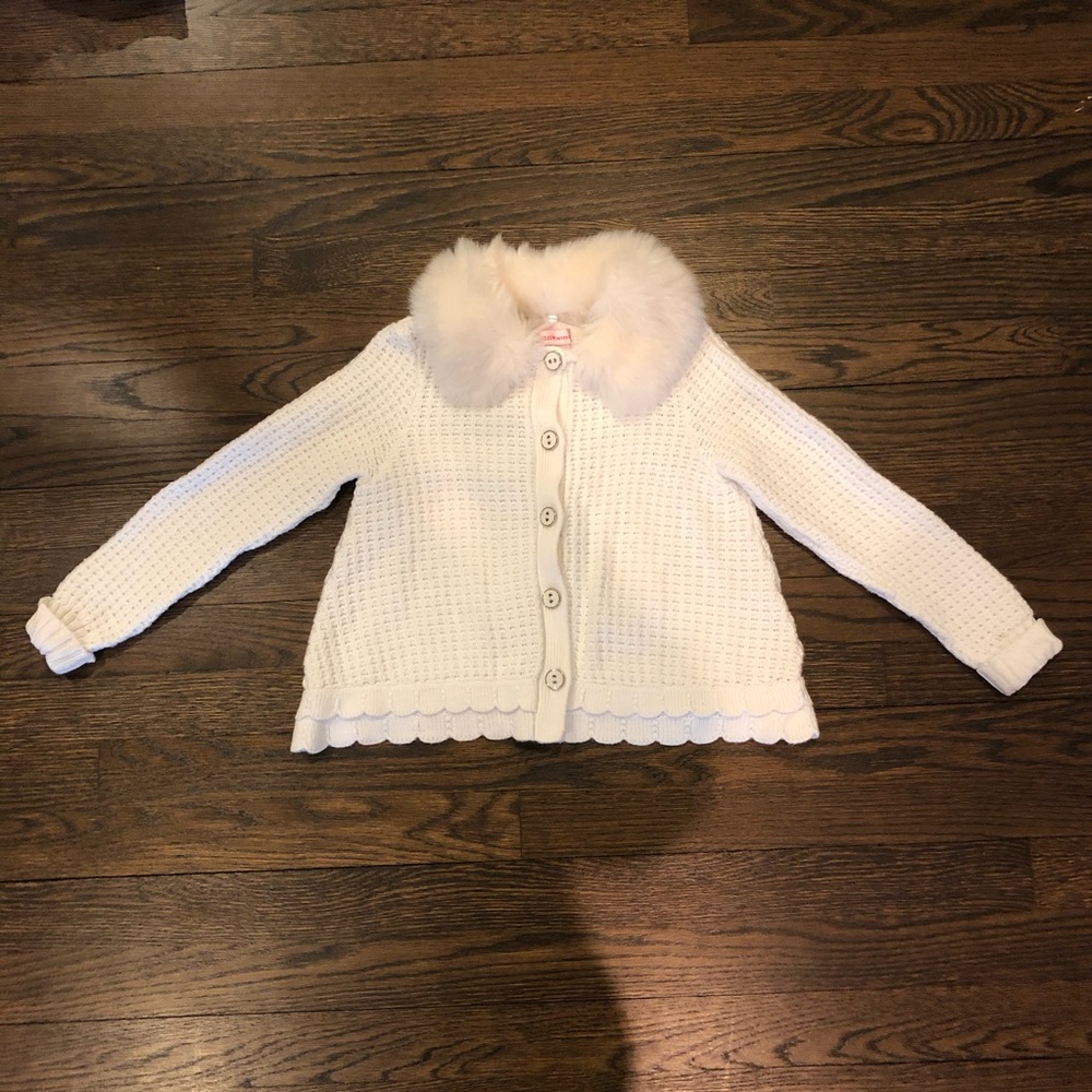 Design History Faux Fur Trim Cardigan Sweater